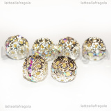 Perla Filigranata Strass Cristal AB in metallo silver plated 10x9mm