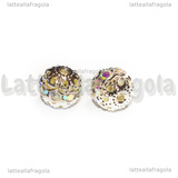 Perla Filigranata Strass Cristal AB in metallo silver plated 10x9mm