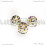 Perla Filigranata Strass Cristal AB in metallo silver plated 10x9mm
