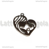 Ciondolo Cuore Mamma e Figlio in Acciaio Inox 25x18.5mm