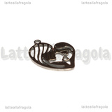 Ciondolo Cuore Mamma e Figlio in Acciaio Inox 25x18.5mm