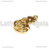 Ciondolo Gatto con Cuore Nodo Celtico in Acciaio Inox Dorato 23.5x14mm