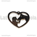 Ciondolo Cuore Cavallo in Acciaio Inox 24.5x25mm