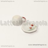 Set tazzina con piattino in ceramica bianca decorazione tulipani 10mm