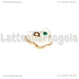 Ciondolo Farfalla in metallo dorato smaltato bianco e Occhio Greco 13.5x16mm
