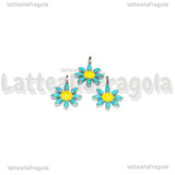 Charm Fiore in Acciaio Inox smaltato Azzurro 10x7.5mm