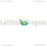 Charm Fiore in Acciaio Inox smaltato Azzurro 10x7.5mm