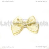 Fiocco Doppio Giallo a pois bianchi in poliestere 24x18mm