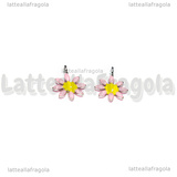 Charm Fiore in Acciaio Inox smaltato Rosa 10x7.5mm