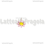 Charm Fiore in Acciaio Inox smaltato Rosa 10x7.5mm