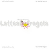 Charm Fiore in Acciaio Inox smaltato Rosa 10x7.5mm