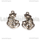 Ciondolo Gatto con Cuore Nodo Celtico in Acciaio Inox 23.5x14mm