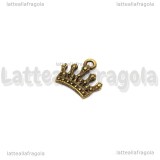 Charm Corona in metallo color bronzo 17x15mm