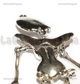 Corpo 3D bambolina in metallo argento antico con testa e ali 102x18mm