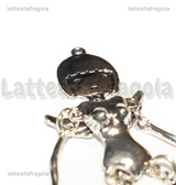 Corpo 3D bambolina in metallo argento antico con testa e ali 102x18mm