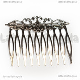 Base Pettinino in metallo argentato con filigrana 65x46mm