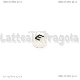 10 Perle a gettone lettera E in acrilico bianco 7x3.5mm