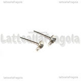 Perni a Coppetta con asola in Acciaio Inox Silver Plated 13x6x4mm