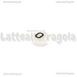 10 Perle a gettone lettera O in acrilico bianco 7x3.5mm