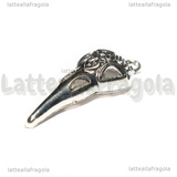 Ciondolo Teschio di Corvo in metallo argento antico 35x12.5mm