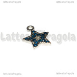 Ciondolo Stella in Acciaio Inox con pavè di strass blu 15.5x13mm