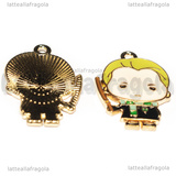 Ciondolo Draco Malfoy della saga Harry Potter in metallo dorato smaltato 27x18mm