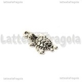 Charm Tartaruga in metallo argento antico 24x13mm