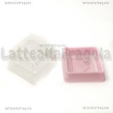 3 Scatoline in plastica trasparente fondo rosa 4.7x4.7x3.5cm