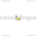 Charm Fiore Margherita in Acciaio Inox smaltato Bianco 10x7.5mm