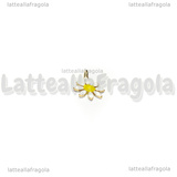 Charm Fiore Margherita in Acciaio Inox Dorato smaltato Bianco 10x7.5mm