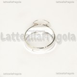 Base anello in metallo silver plated con piattello 12mm