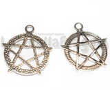 Ciondolo Pentacolo in metallo argento antico 30x27mm
