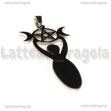 Ciondolo Dea Madre con Triplice Luna in Acciaio Inox 45x19.5mm