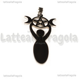 Ciondolo Dea Madre con Triplice Luna in Acciaio Inox 45x19.5mm