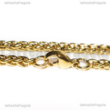 Bracciale in Acciaio Inox Dorato maglia Coda di Volpe 20cm