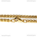 Bracciale in Acciaio Inox Dorato maglia Coda di Volpe 20cm