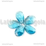 Goccia in vetro sfaccettato azzurro 22x13mm