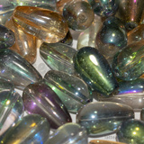 5 Gocce in Vetro Colorato Effetto Arcobaleno foro passante 8x13mm