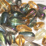 5 Gocce in Vetro Colorato Effetto Arcobaleno foro passante 8x13mm