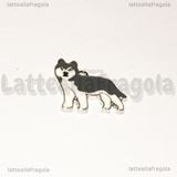 Ciondolo Cane Husky in metallo argentato smaltato 25x23mm