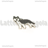 Ciondolo Cane Husky in metallo argentato smaltato 25x23mm