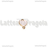 Connettore Cuore in metallo dorato smaltato Rosa 13x10mm