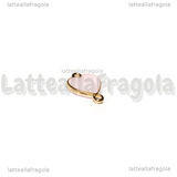 Connettore Cuore in metallo dorato smaltato Rosa 13x10mm