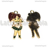 Ciondolo Jupiter di Sailor Moon in metallo dorato smaltato 31x14mm