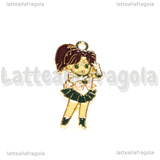 Ciondolo Jupiter di Sailor Moon in metallo dorato smaltato 31x14mm