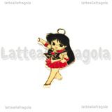 Ciondolo Mars di Sailor Moon in metallo dorato smaltato 33x14mm
