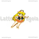 Ciondolo Venus di Sailor Moon in metallo dorato smaltato 33x16mm