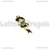 Ciondolo Mercury di Sailor Moon in metallo dorato smaltato 32x11mm
