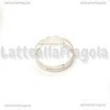 Base per anello in metallo argentato con piastra 8mm