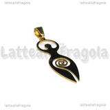 Ciondolo Dea Madre in Acciaio Inox Dorato 40x13mm